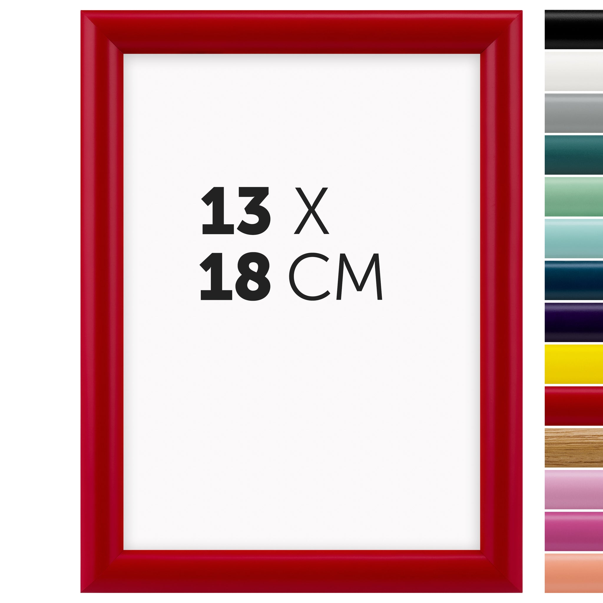 DÖRR Holz-Bilderrahmen Aqua rot für 13 x 18 cm, geradlinige, moderne Leiste mit Übersicht der 14 Farbvarianten