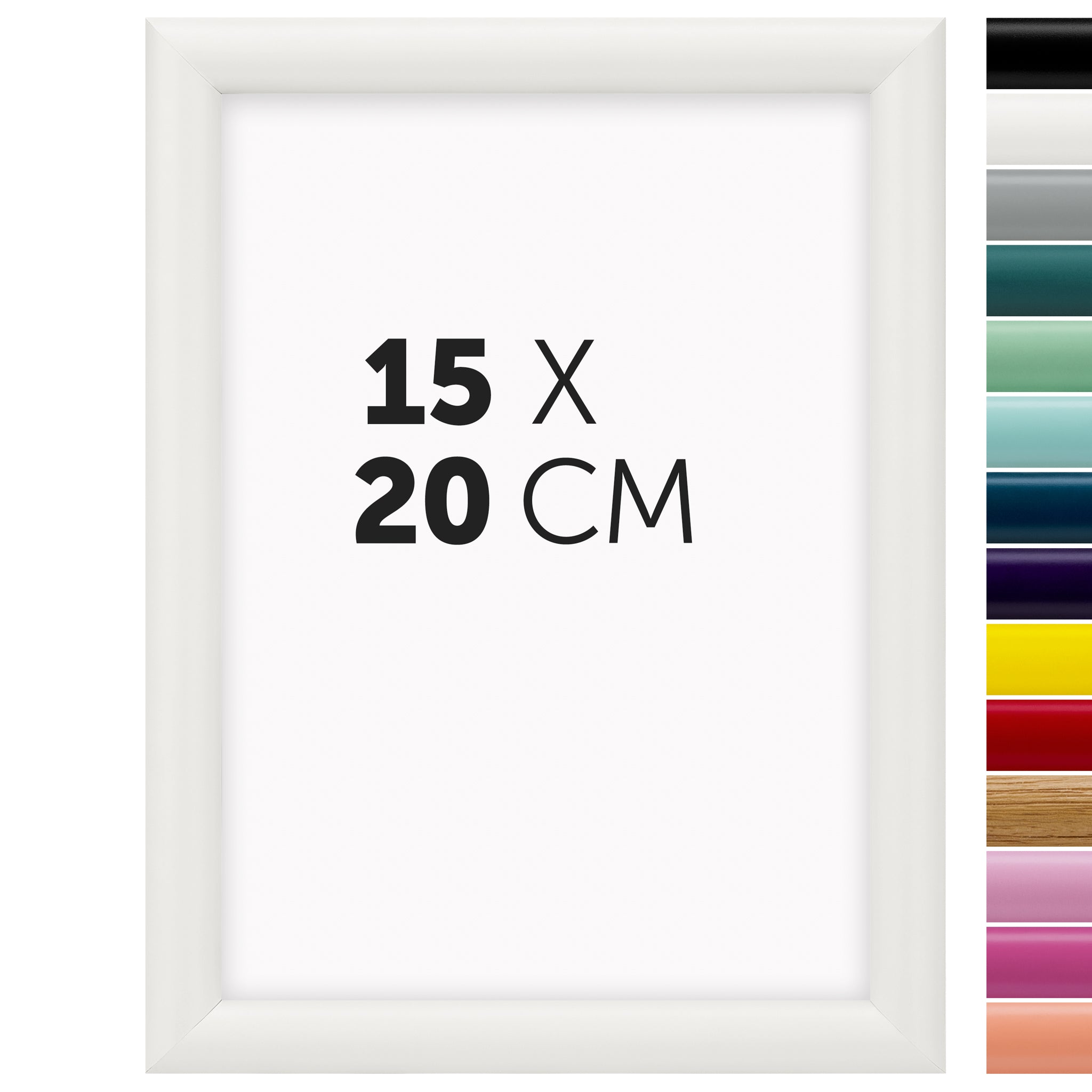 DÖRR Holz-Bilderrahmen Aqua weiß für 15 x 20 cm, geradlinige, moderne Leiste mit Übersicht der 14 Farbvarianten