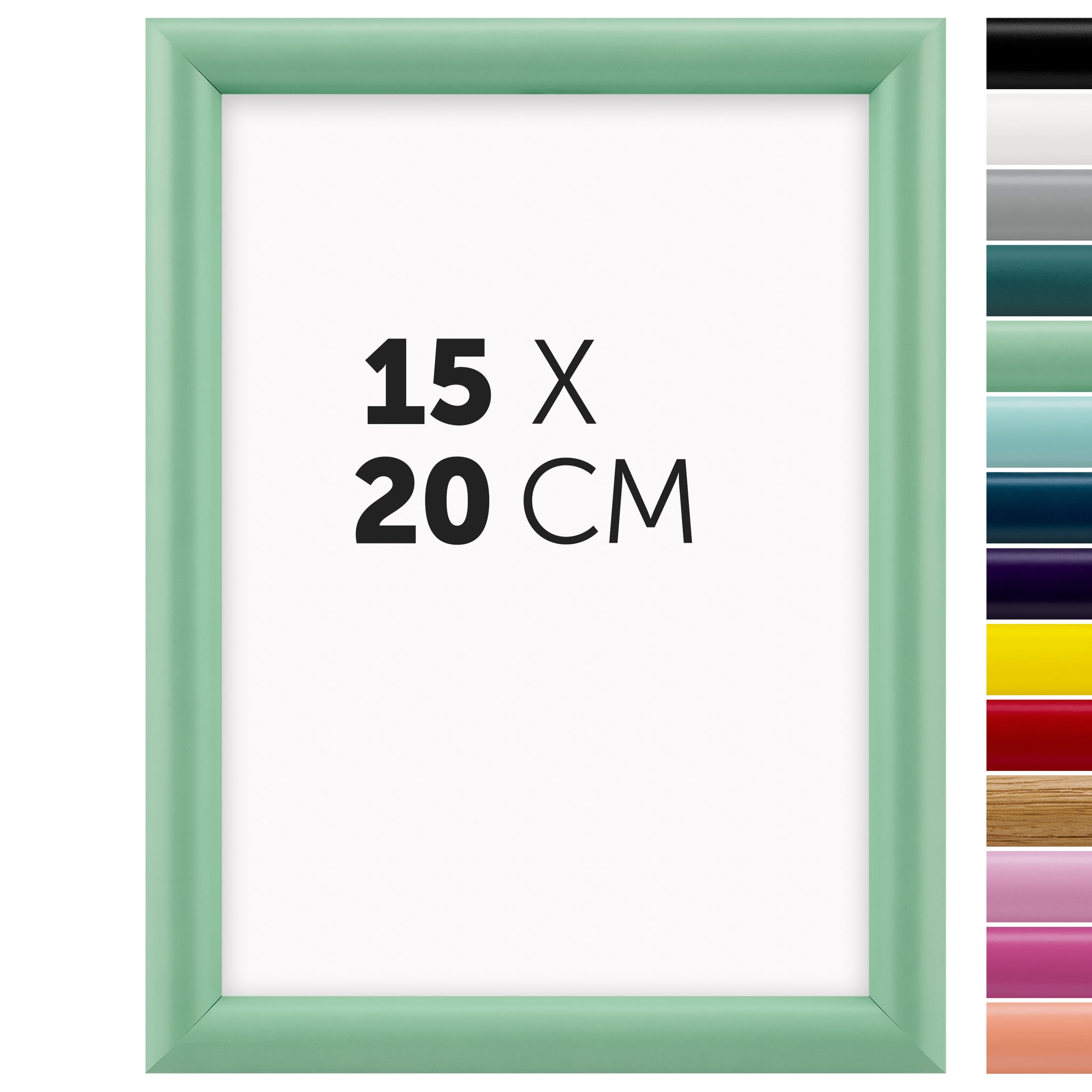 DÖRR Holz-Bilderrahmen Aqua hellgrün für 15 x 20 cm, geradlinige, moderne Leiste mit Übersicht der 14 Farbvarianten