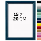 DÖRR Holz-Bilderrahmen Aqua dunkelblau für 15 x 20 cm, geradlinige, moderne Leiste mit Übersicht der 14 Farbvarianten
