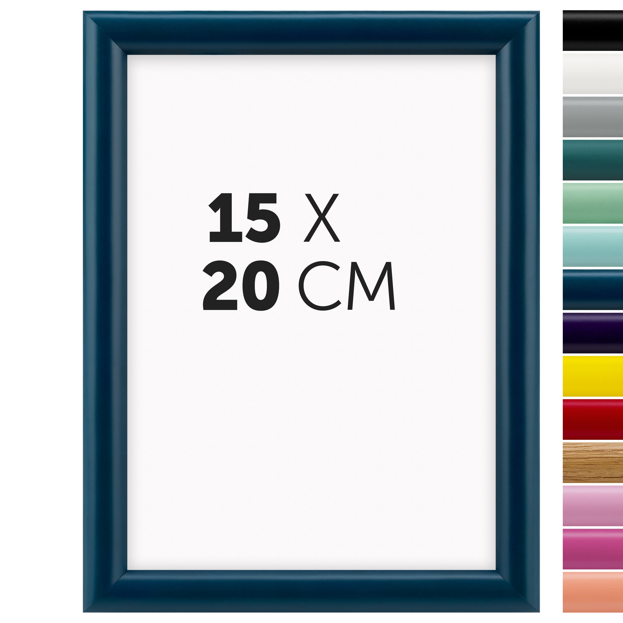 DÖRR Holz-Bilderrahmen Aqua dunkelblau für 15 x 20 cm, geradlinige, moderne Leiste mit Übersicht der 14 Farbvarianten
