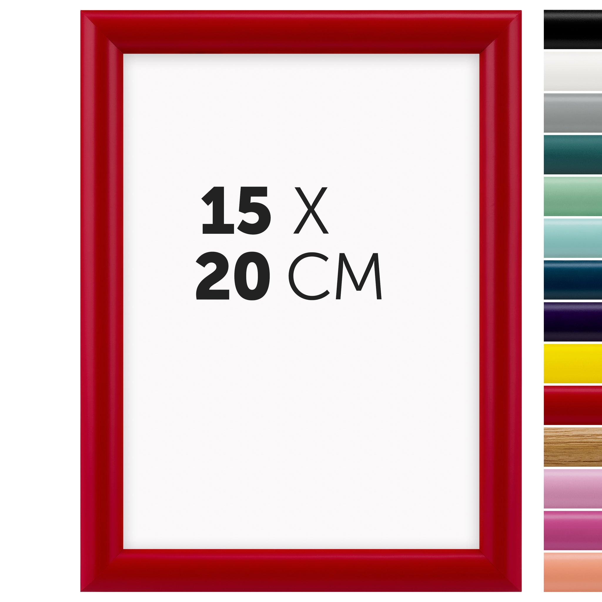 DÖRR Holz-Bilderrahmen Aqua rot für 15 x 20 cm, geradlinige, moderne Leiste mit Übersicht der 14 Farbvarianten