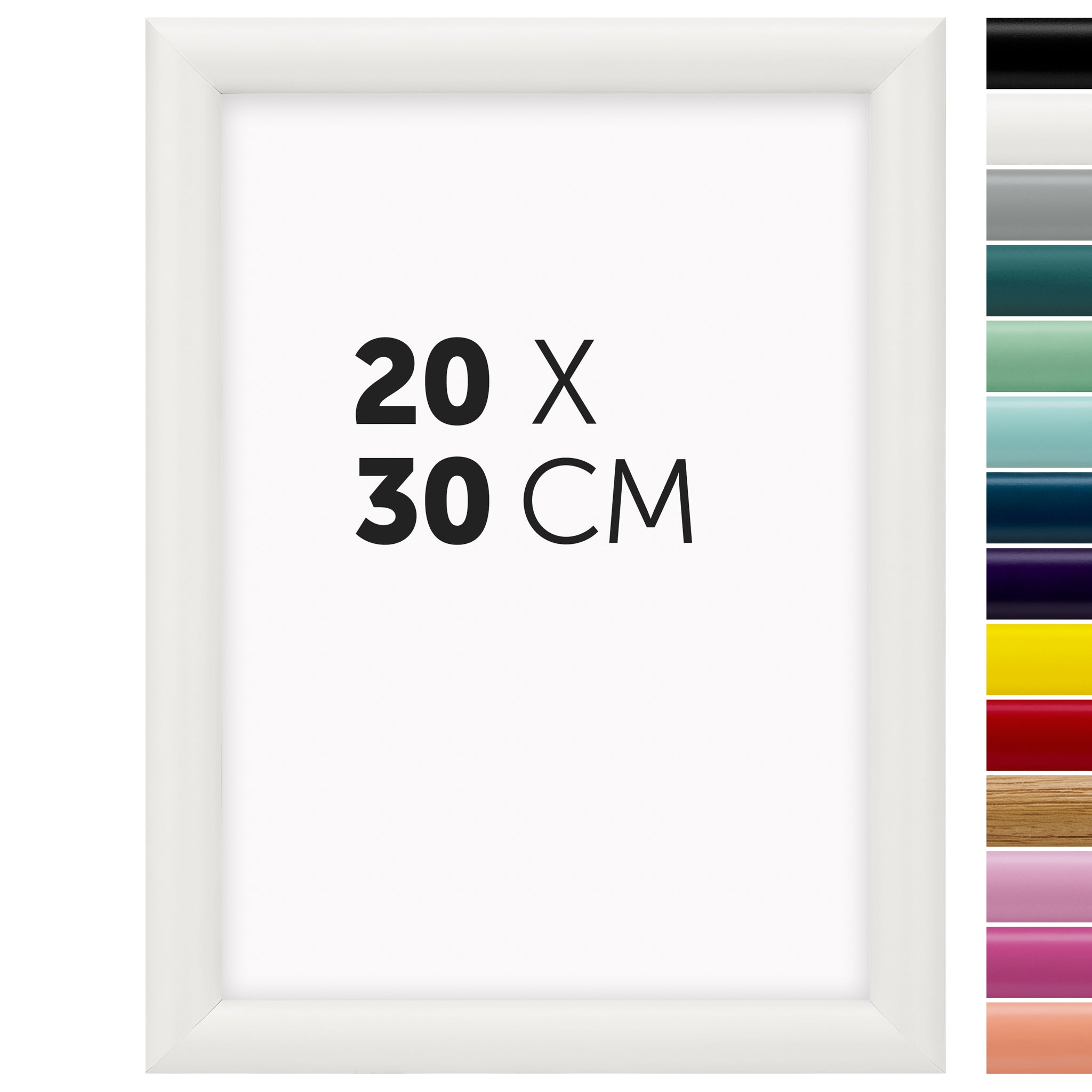DÖRR Holz-Bilderrahmen Aqua weiß für 20 x 30 cm, geradlinige, moderne Leiste mit Übersicht der 14 Farbvarianten