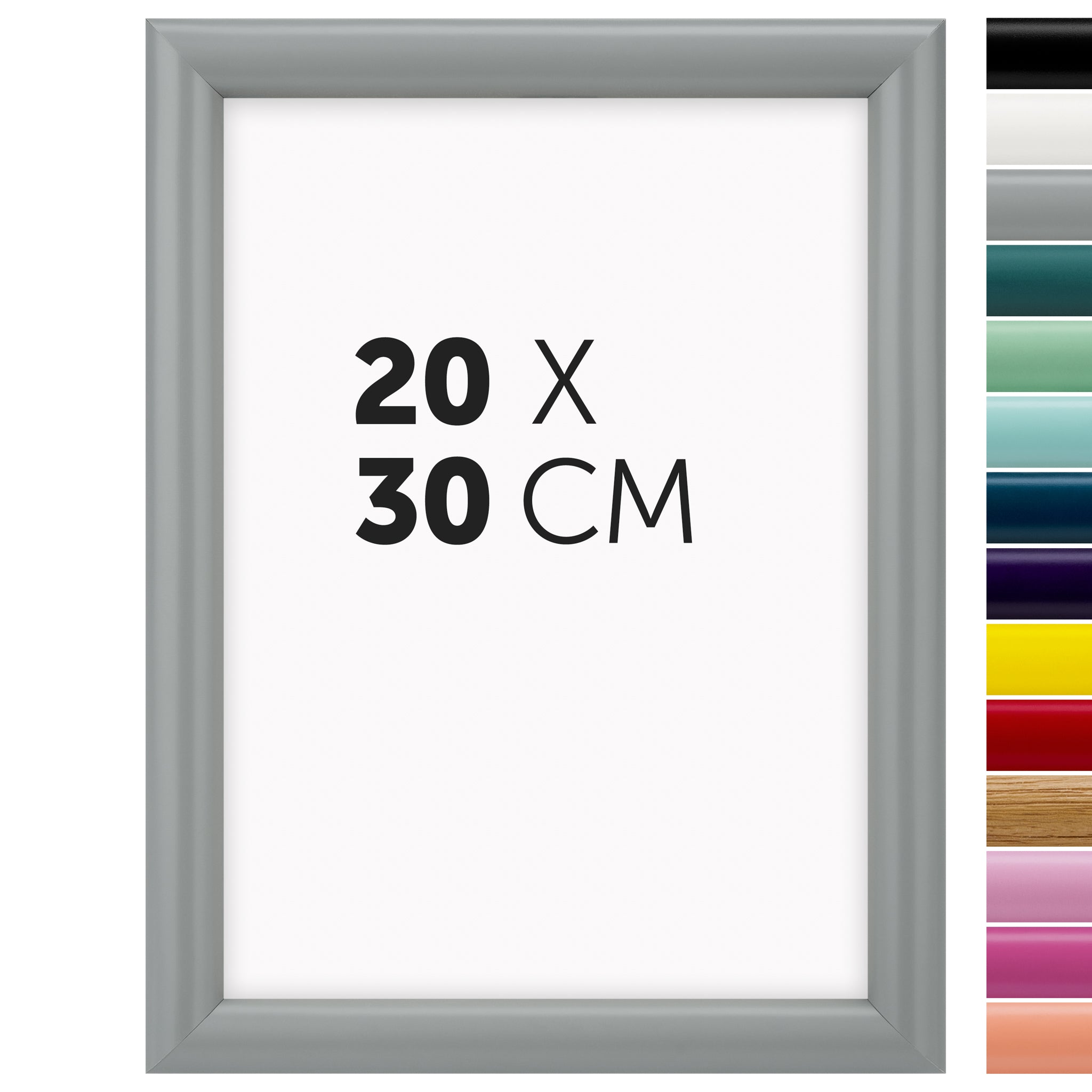 DÖRR Holz-Bilderrahmen Aqua grau für 20 x 30 cm, geradlinige, moderne Leiste mit Übersicht der 14 Farbvarianten