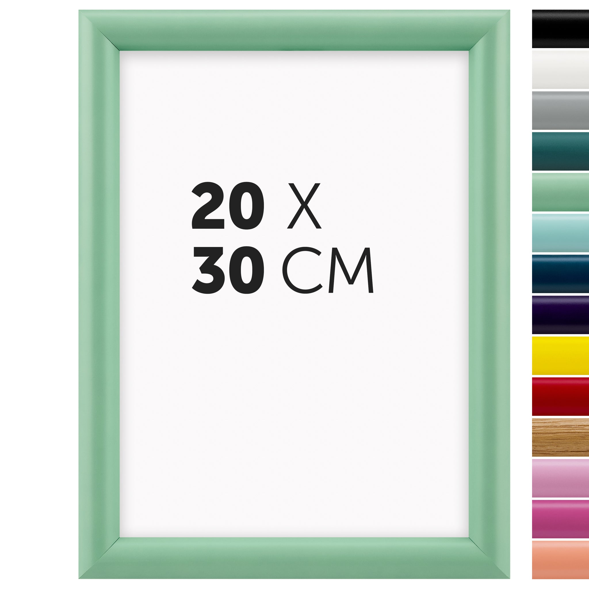 DÖRR Holz-Bilderrahmen Aqua hellgrün für 20 x 30 cm, geradlinige, moderne Leiste mit Übersicht der 14 Farbvarianten