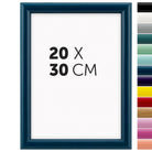 DÖRR Holz-Bilderrahmen Aqua dunkelblau für 20 x 30 cm, geradlinige, moderne Leiste mit Übersicht der 14 Farbvarianten