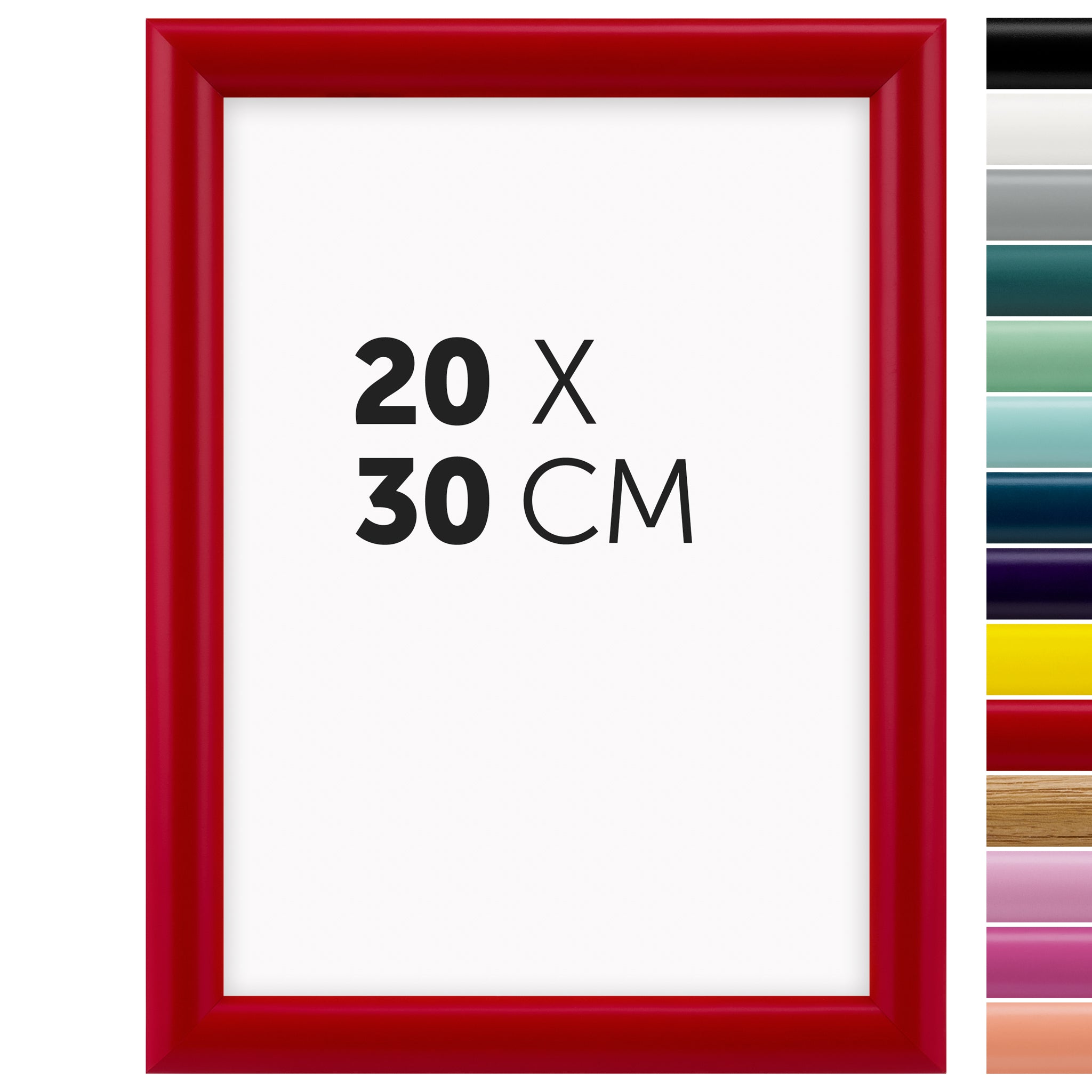 DÖRR Holz-Bilderrahmen Aqua rot für 20 x 30 cm, geradlinige, moderne Leiste mit Übersicht der 14 Farbvarianten