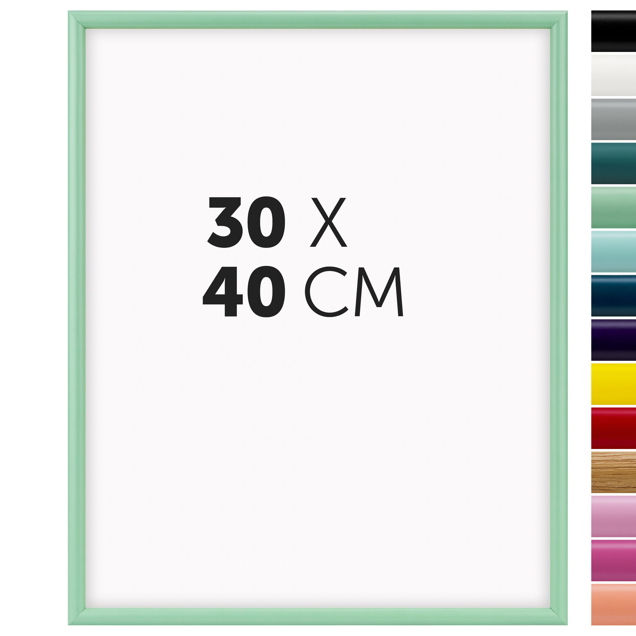 DÖRR Holz-Bilderrahmen Aqua hellgrün für 30 x 40 cm, geradlinige, moderne Leiste mit Übersicht der 14 Farbvarianten