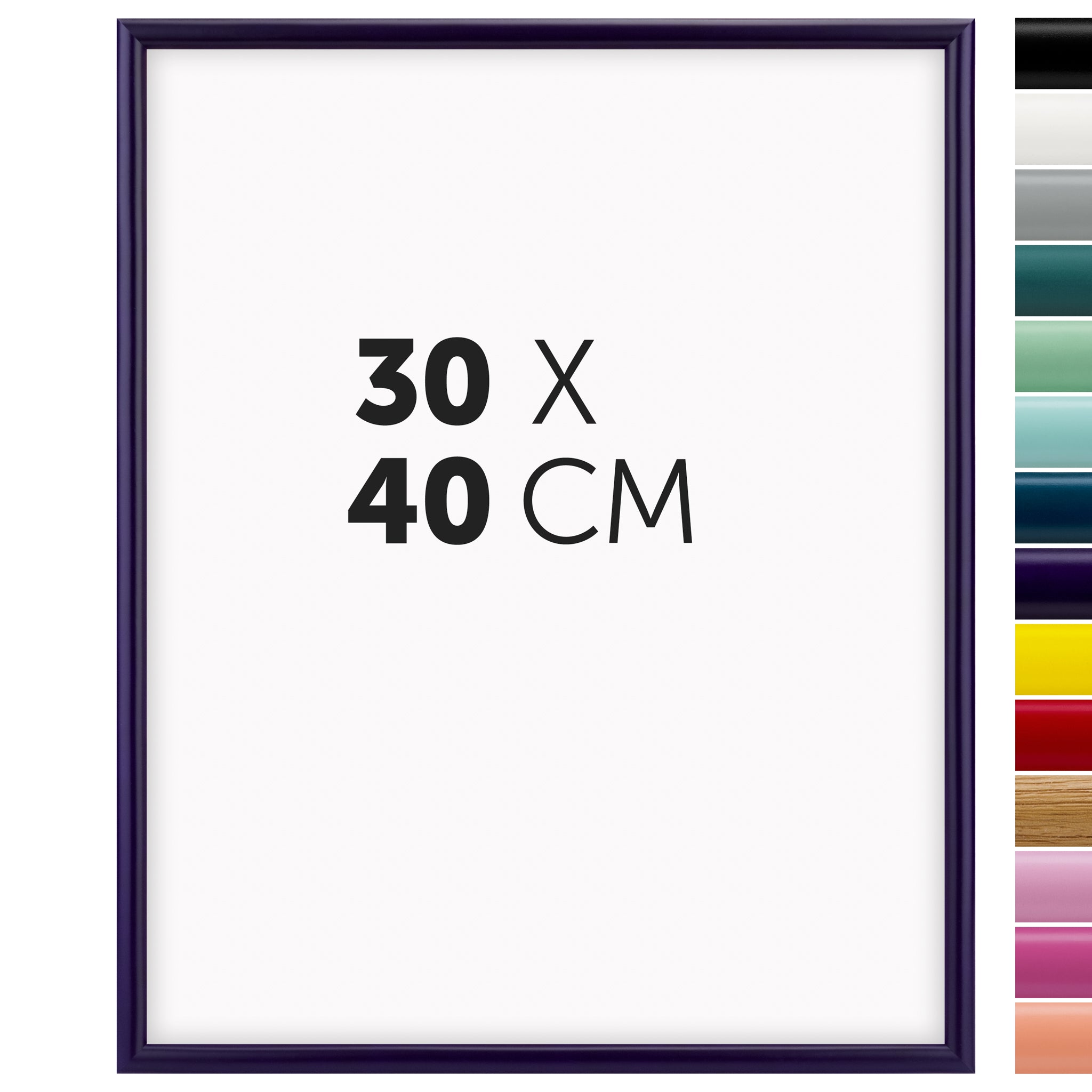 DÖRR Holz-Bilderrahmen Aqua lila für 30 x 40 cm, geradlinige, moderne Leiste mit Übersicht der 14 Farbvarianten