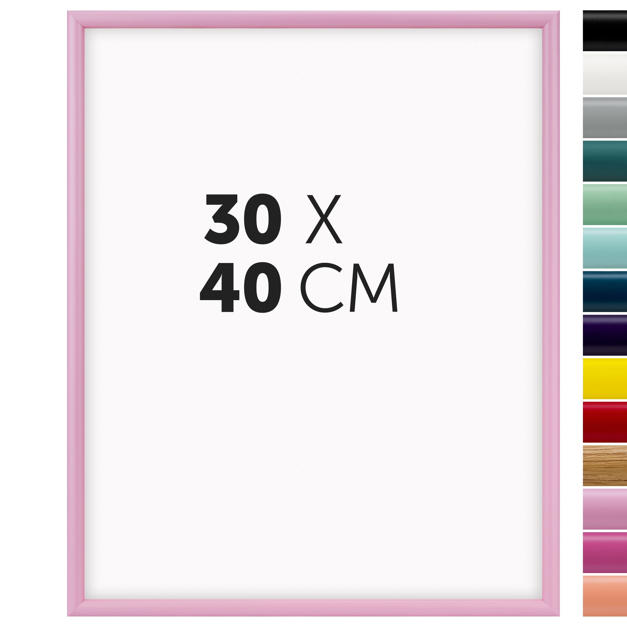 DÖRR Holz-Bilderrahmen Aqua rosa für 30 x 40 cm, geradlinige, moderne Leiste mit Übersicht der 14 Farbvarianten