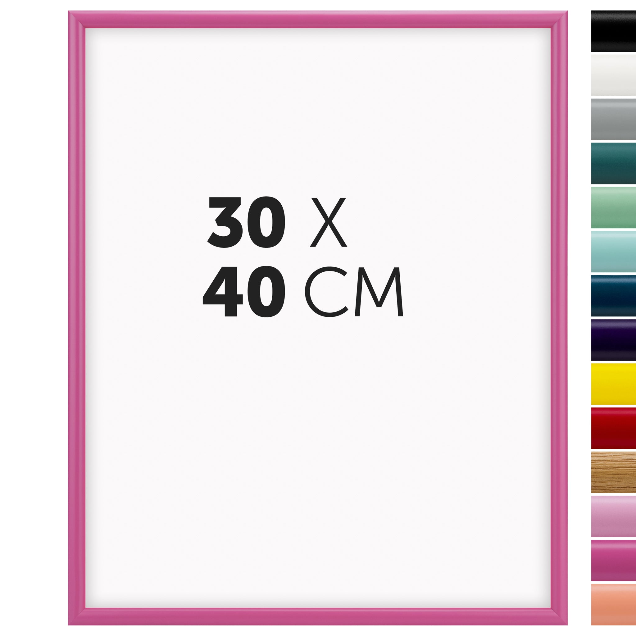 DÖRR Holz-Bilderrahmen Aqua pink für 30 x 40 cm, geradlinige, moderne Leiste mit Übersicht der 14 Farbvarianten