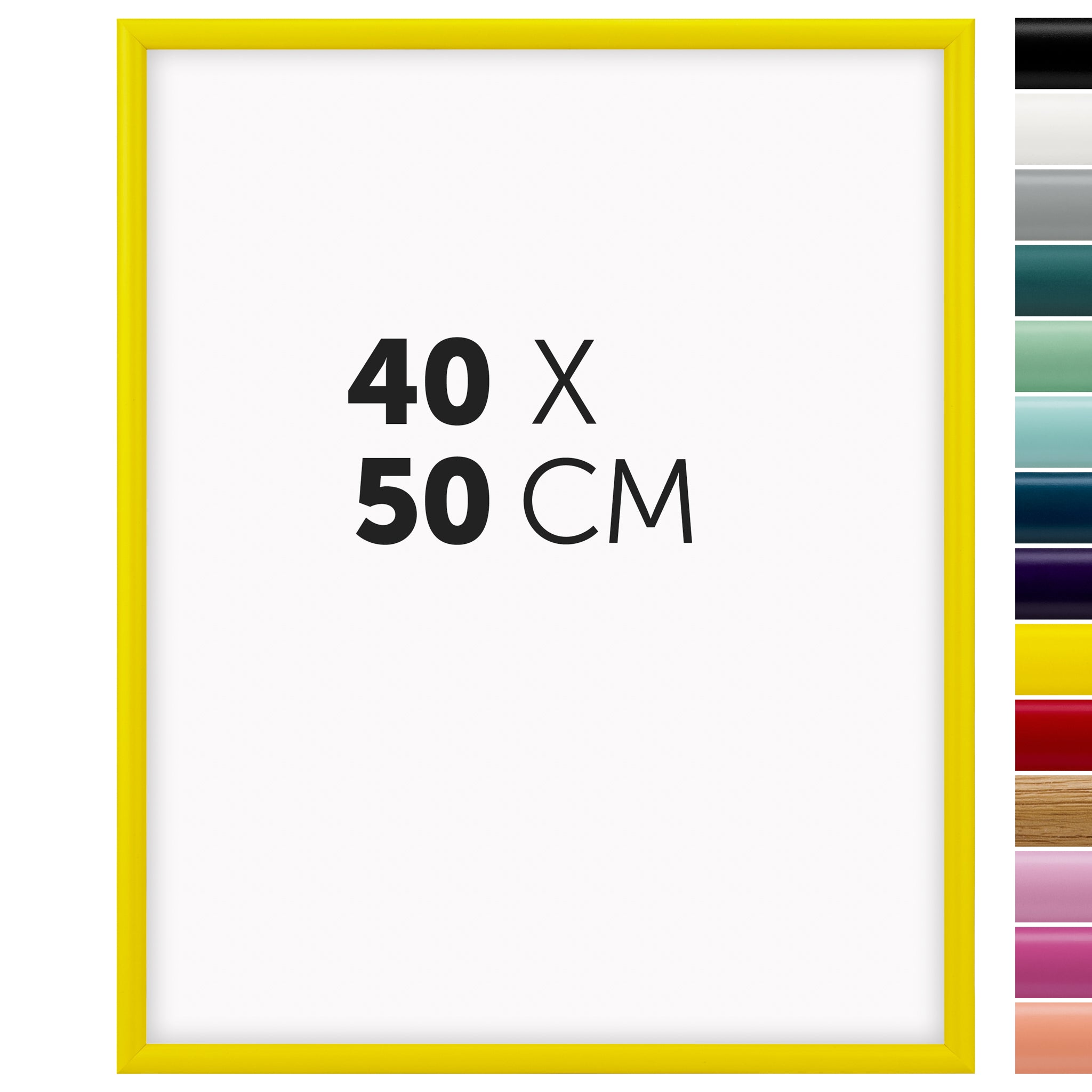 DÖRR Holz-Bilderrahmen Aqua gelb für 40 x 50 cm, geradlinige, moderne Leiste mit Übersicht der 14 Farbvarianten