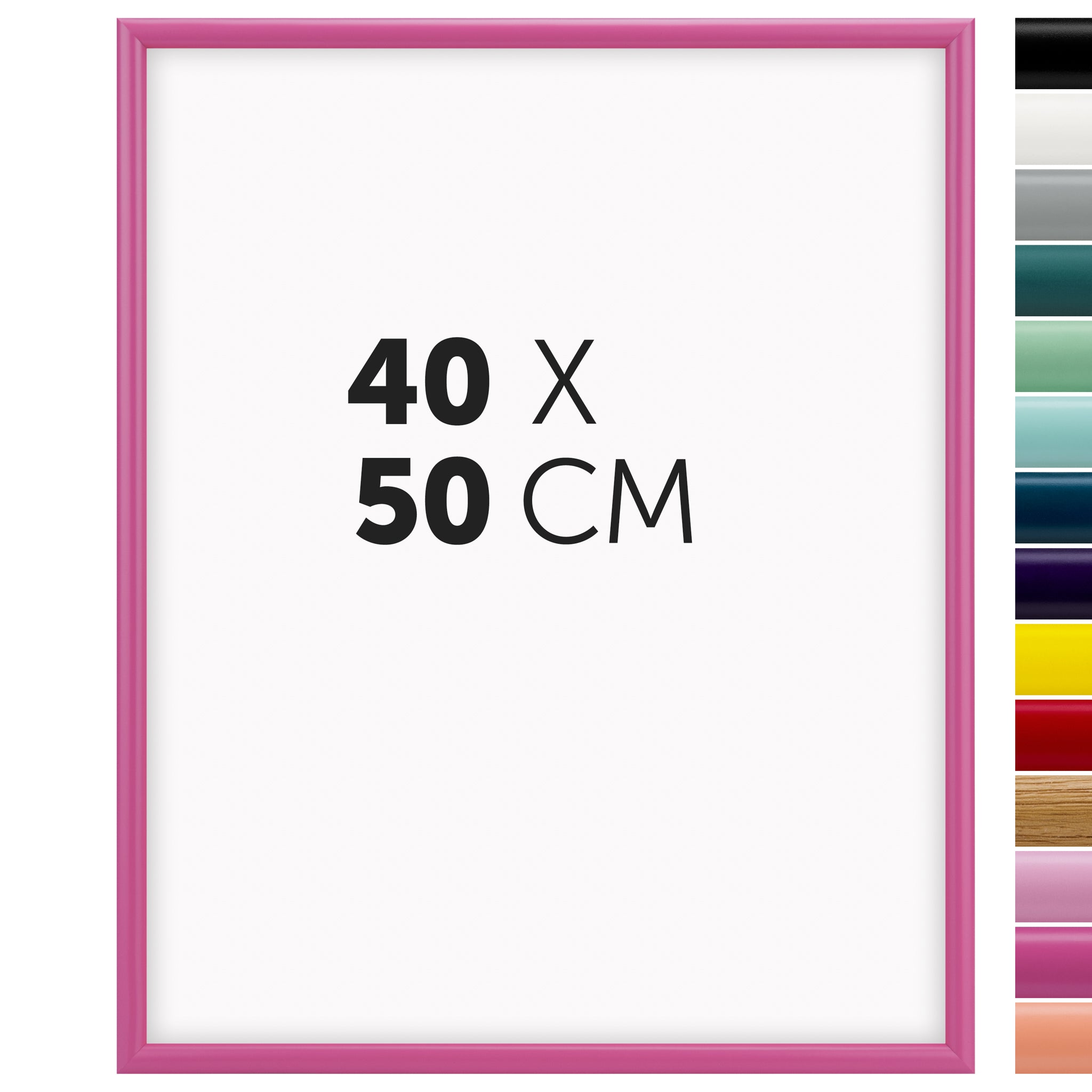DÖRR Holz-Bilderrahmen Aqua pink für 40 x 50 cm, geradlinige, moderne Leiste mit Übersicht der 14 Farbvarianten
