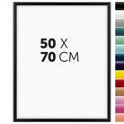 DÖRR Holz-Bilderrahmen Aqua schwarz für 50 x 70 cm, geradlinige, moderne Leiste mit Übersicht der 14 Farbvarianten