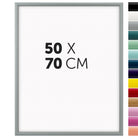 DÖRR Holz-Bilderrahmen Aqua grau für 50 x 70 cm, geradlinige, moderne Leiste mit Übersicht der 14 Farbvarianten