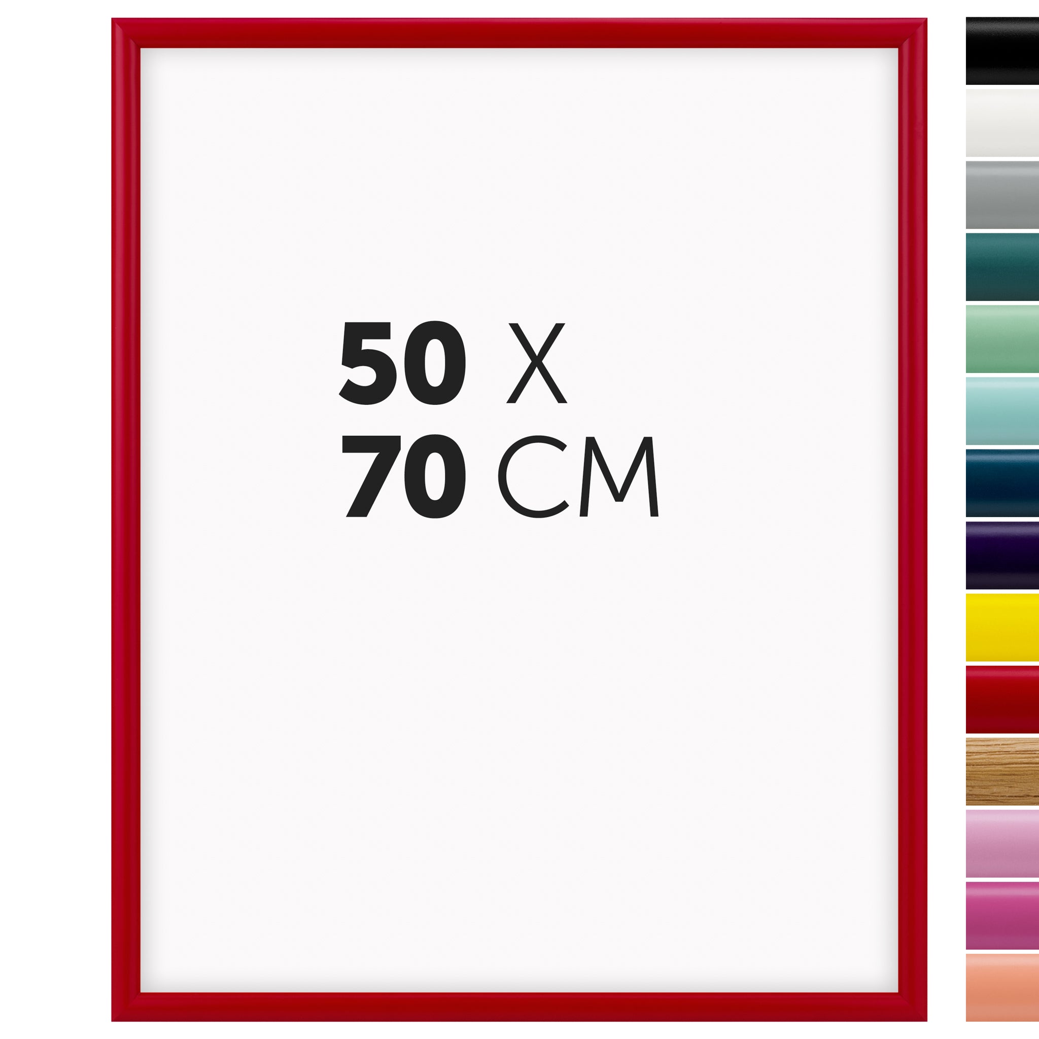 DÖRR Holz-Bilderrahmen Aqua rot für 50 x 70 cm, geradlinige, moderne Leiste mit Übersicht der 14 Farbvarianten