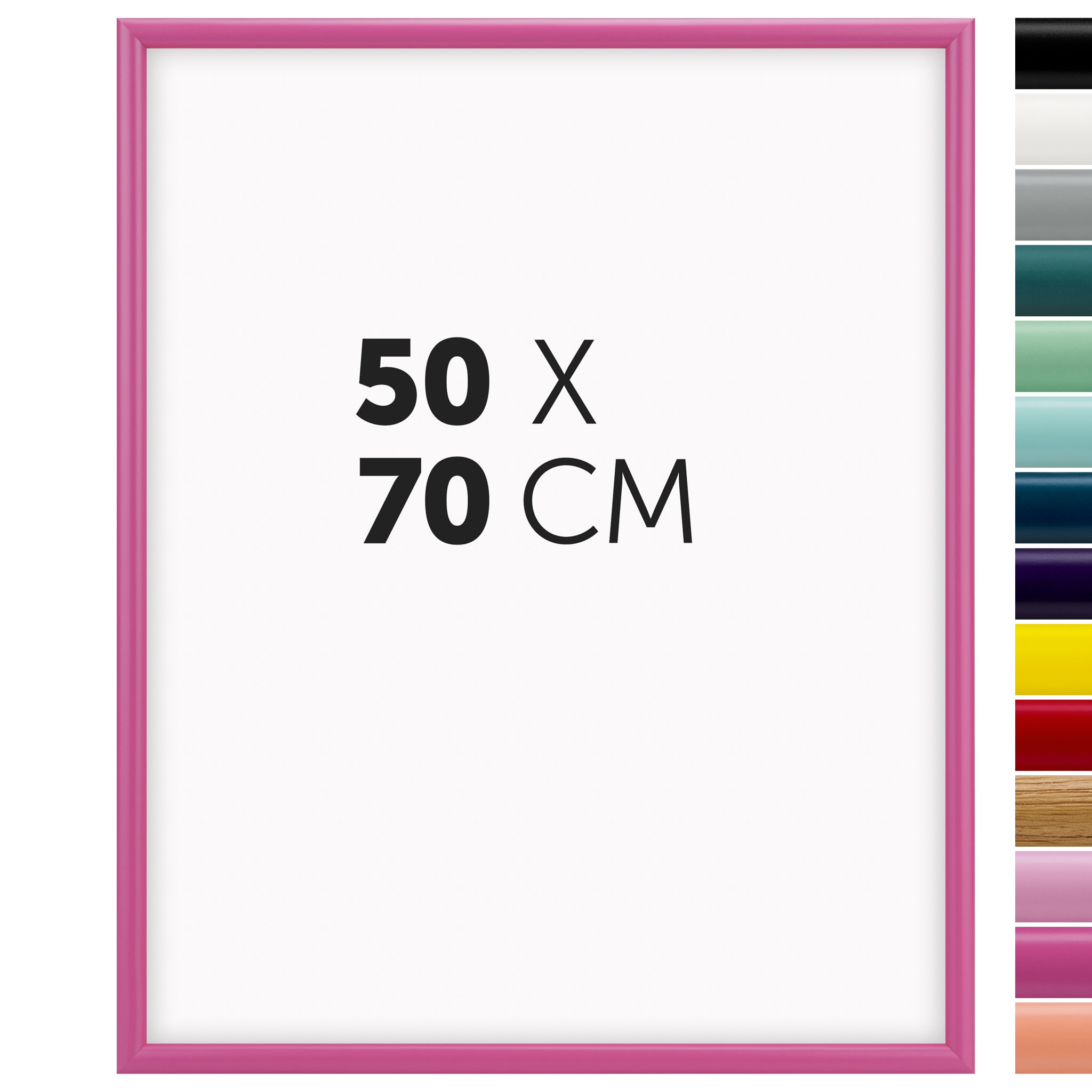 DÖRR Holz-Bilderrahmen Aqua pink für 50 x 70 cm, geradlinige, moderne Leiste mit Übersicht der 14 Farbvarianten