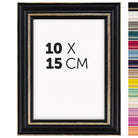 DÖRR Holz-Bilderrahmen Boho in Schwarz im Vintage-Stil, mit Bildformat 10x15 cm und Detailansicht der vierzehn Farbvarianten