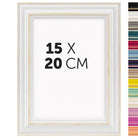 DÖRR Holz-Bilderrahmen Boho in Weiß im Vintage-Stil, mit Bildformat 15x20 cm und Detailansicht der vierzehn Farbvarianten