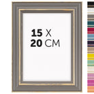 DÖRR Holz-Bilderrahmen Boho in Grau im Vintage-Stil, mit Bildformat 15x20 cm und Detailansicht der vierzehn Farbvarianten