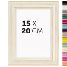 DÖRR Holz-Bilderrahmen Boho in Natur im Vintage-Stil, mit Bildformat 15x20 cm und Detailansicht der vierzehn Farbvarianten