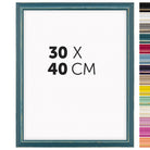 DÖRR Holz-Bilderrahmen Boho in Petrol im Vintage-Stil, mit Bildformat 30x40 cm und Detailansicht der vierzehn Farbvarianten