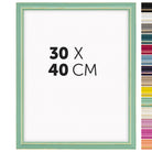 DÖRR Holz-Bilderrahmen Boho in Hellgrün im Vintage-Stil, mit Bildformat 30x40 cm und Detailansicht der vierzehn Farbvarianten