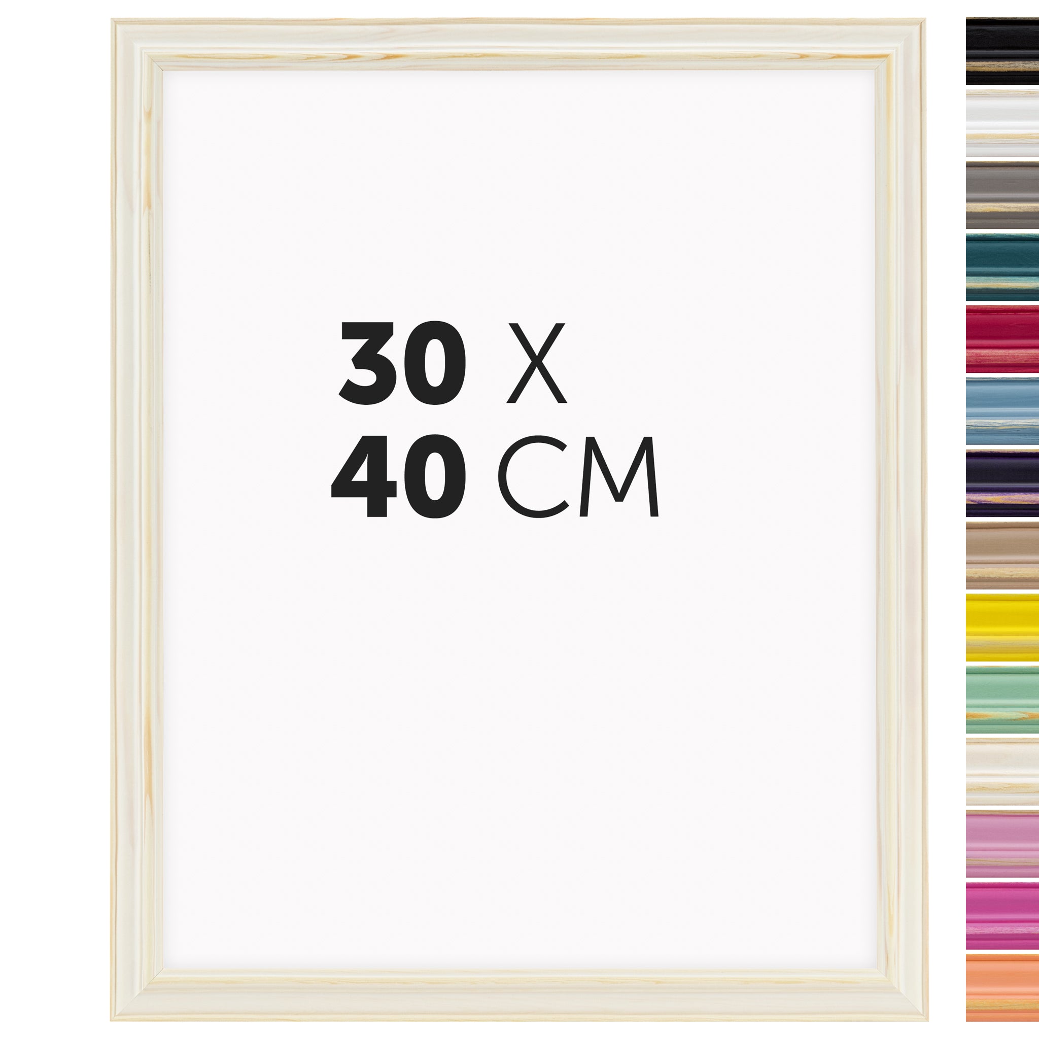 DÖRR Holz Bilderrahmen Boho in Natur im Vintage-Stil, mit Bildformat 30x40 cm und Detailansicht der vierzehn Farbvarianten