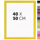 DÖRR Holz-Bilderrahmen Boho in Gelb im Vintage-Stil, mit Bildformat 40x50 cm und Detailansicht der vierzehn Farbvarianten