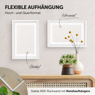 DÖRR Holz-Bilderrahmen Candy weiß, horizontal und vertikal als Wandrahmen im Wohnbereich dekoriert, Rückseite mit Aufhängern