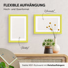 DÖRR Holz-Bilderrahmen Candy gelb, horizontal und vertikal als Wandrahmen im Wohnbereich dekoriert, Rückseite mit Aufhängern