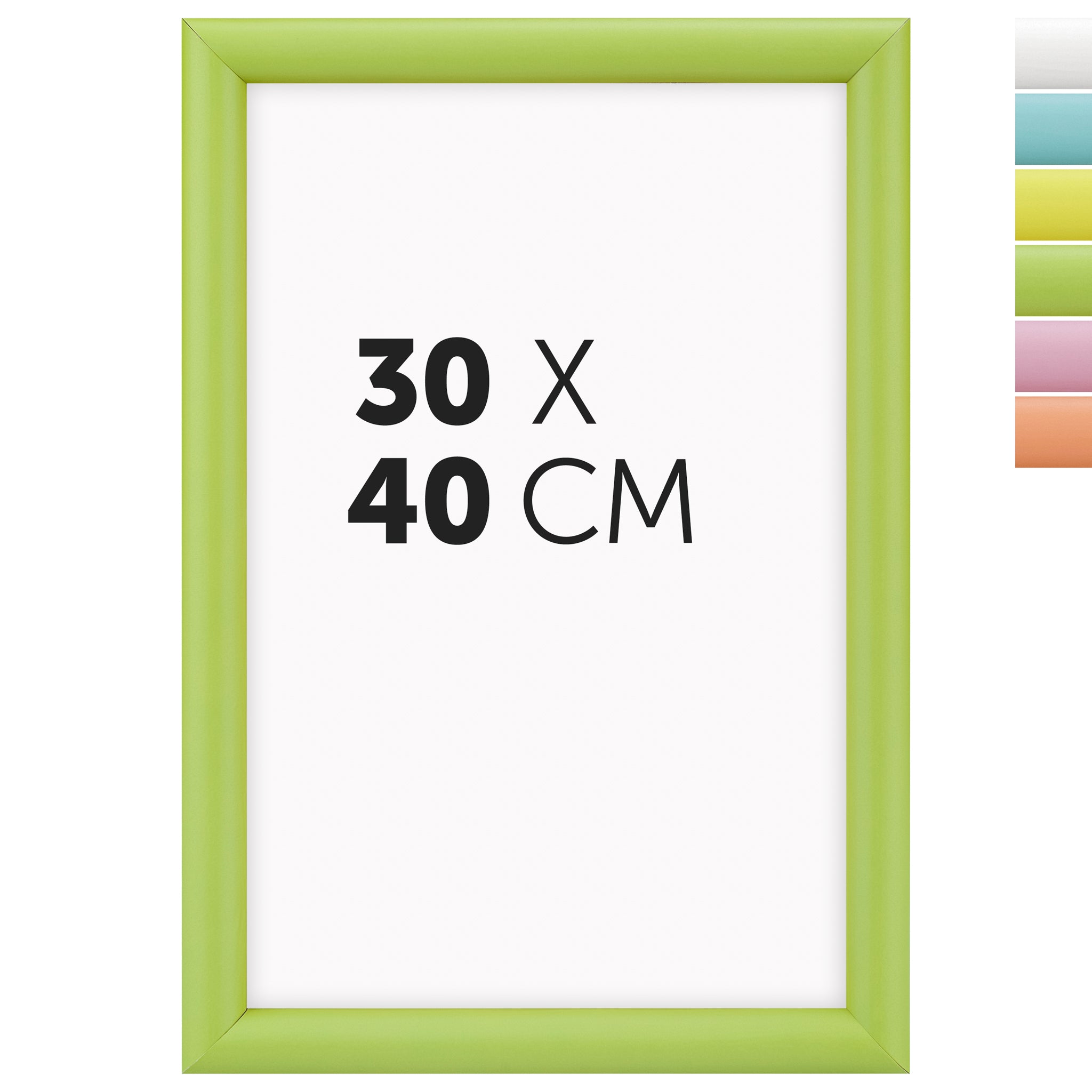 DÖRR Holz-Bilderrahmen Candy grün 30 x 40 cm mit halbrunder Leiste und Übersicht der sechs Farbvarianten