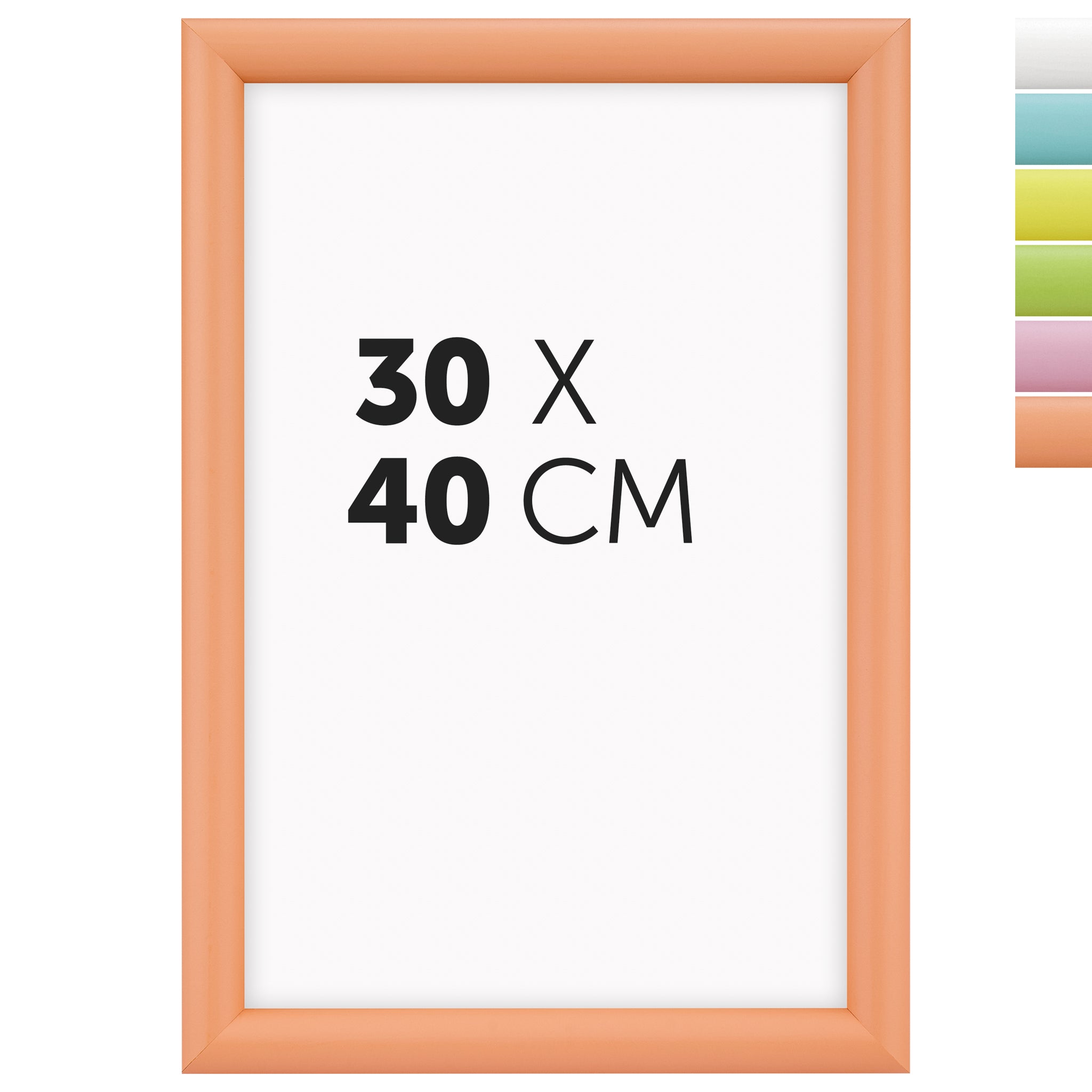 DÖRR Holz-Bilderrahmen Candy peach 30 x 40 cm mit halbrunder Leiste und Übersicht der sechs Farbvarianten
