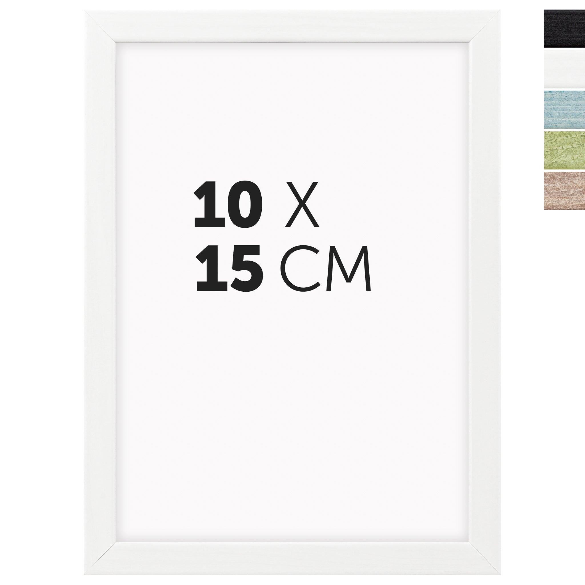 DÖRR Echtholz-Bilderrahmen Woody in Weiß 10 x 15 cm mit schmaler Leiste, inklusive Darstellung der 5 Farbvarianten