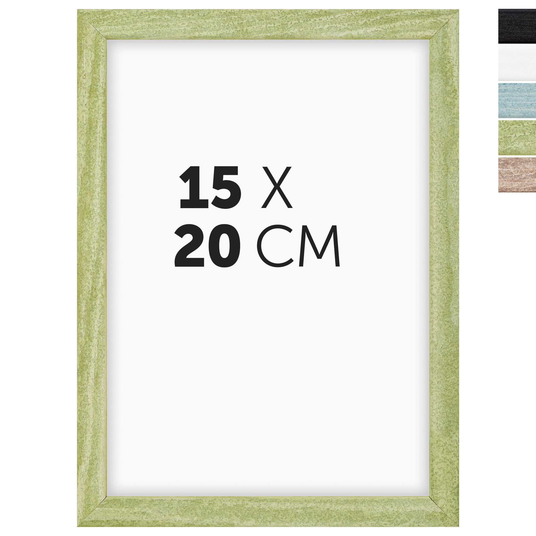 DÖRR Echtholz-Bilderrahmen Woody in Grün 15 x 20 cm mit schmaler Leiste, inklusive Darstellung der 5 Farbvarianten