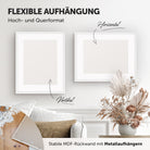 DÖRR Echtholz-Bilderrahmen Woody weiß, horizontal und vertikal als Wandrahmen im Wohnbereich dekoriert, Rückseite mit Aufhängern