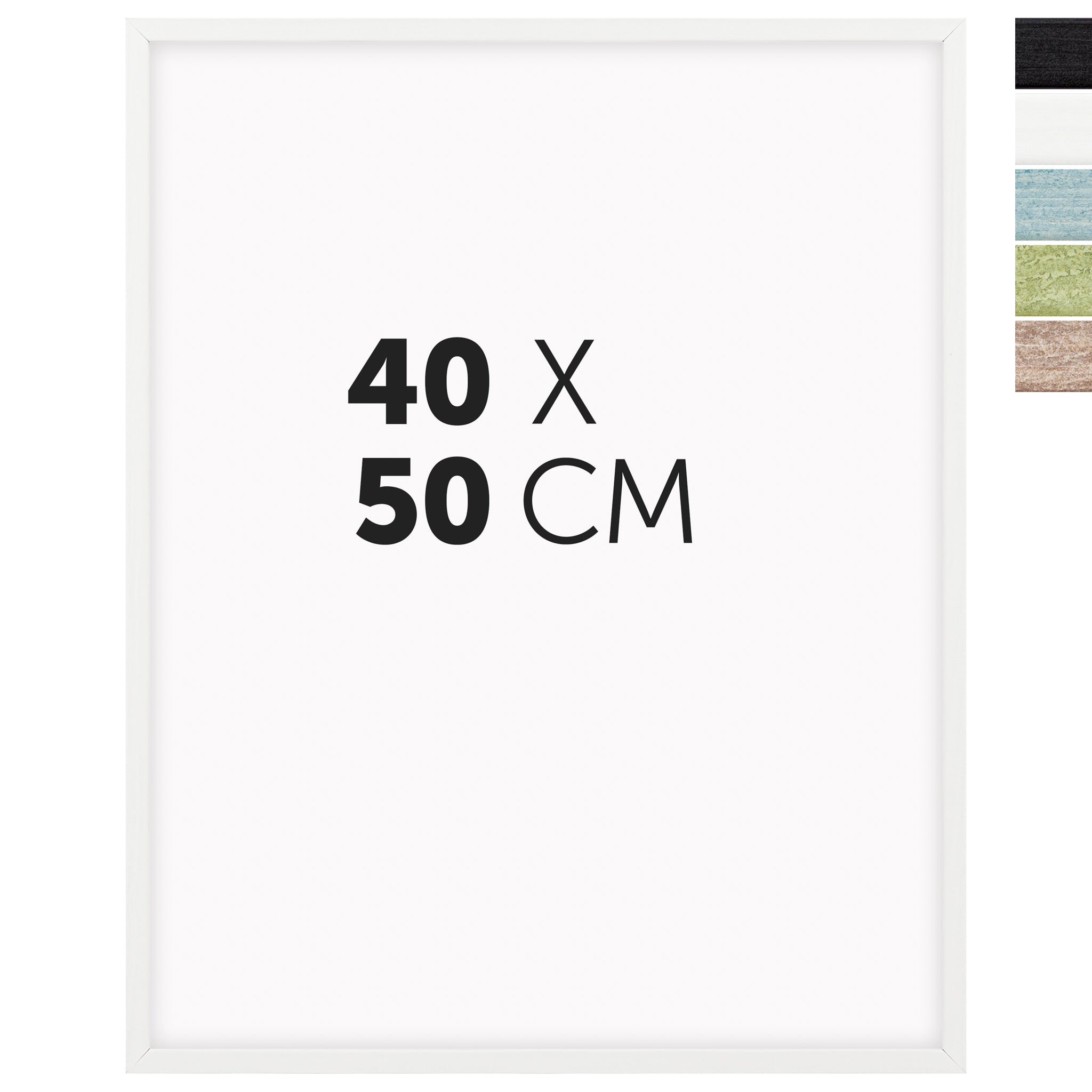 DÖRR Echtholz-Bilderrahmen Woody in Weiß 40 x 50 cm mit schmaler Leiste, inklusive Darstellung der 5 Farbvarianten