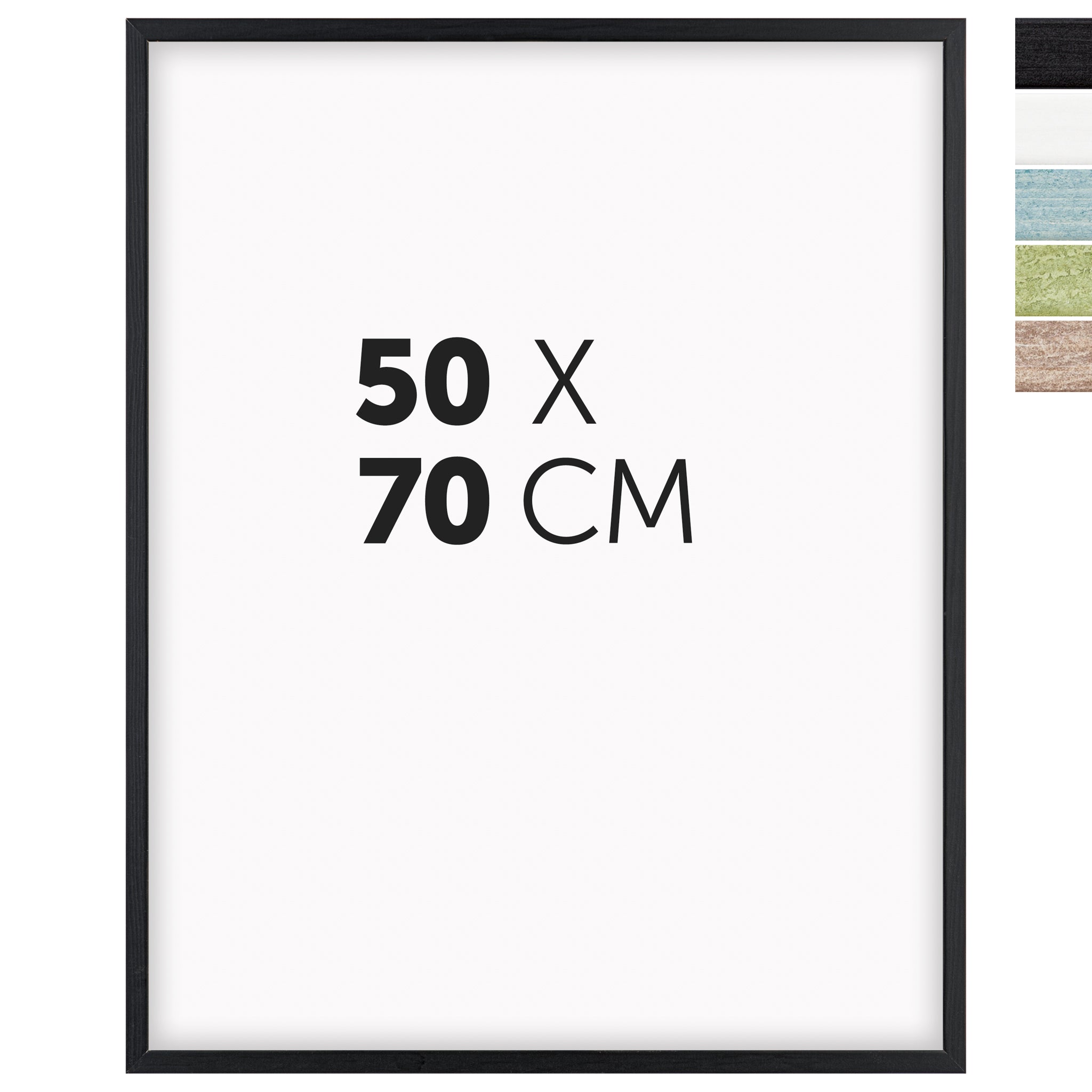 DÖRR Echtholz-Bilderrahmen Woody in Schwarz 50 x 70 cm mit schmaler Leiste, inklusive Darstellung der 5 Farbvarianten