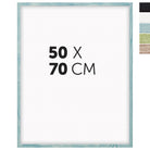 DÖRR Echtholz-Bilderrahmen Woody in Hellblau 50 x 70 cm mit schmaler Leiste, inklusive Darstellung der 5 Farbvarianten