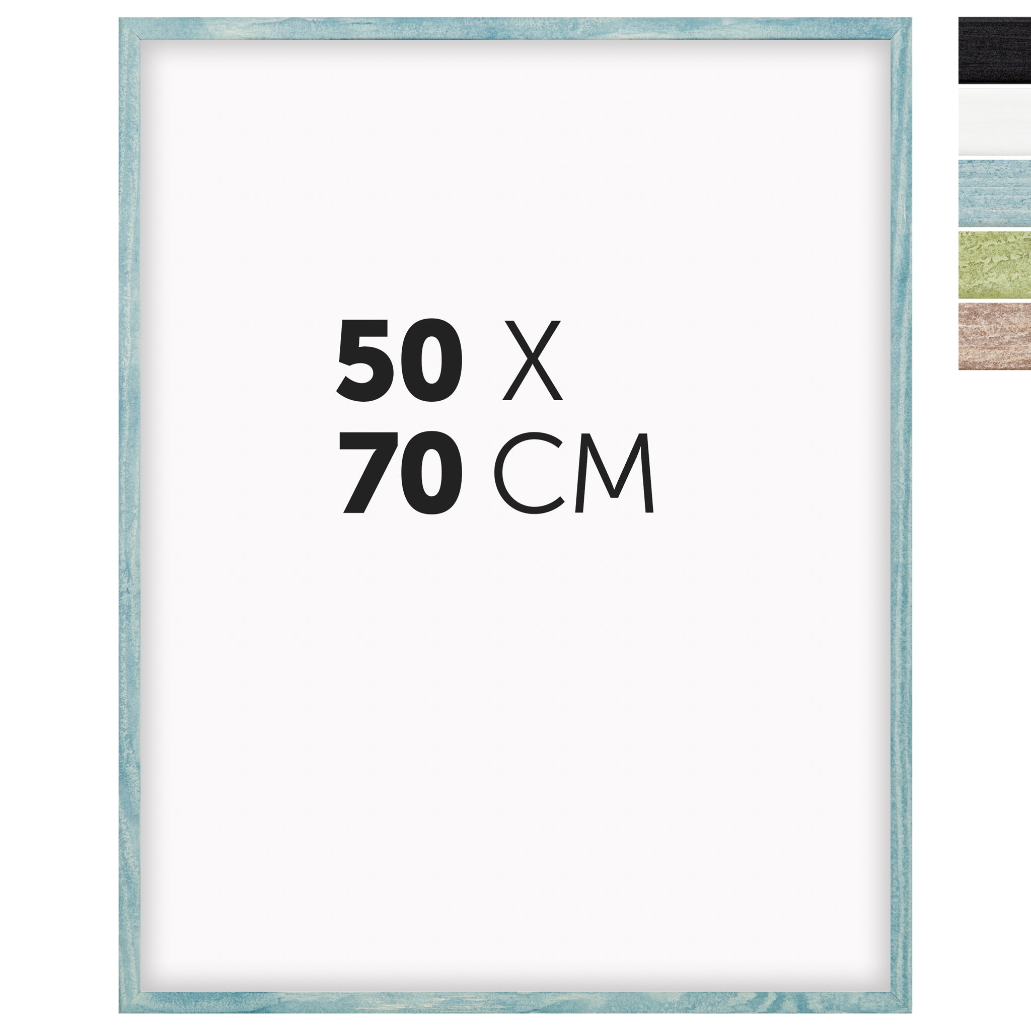 DÖRR Echtholz-Bilderrahmen Woody in Hellblau 50 x 70 cm mit schmaler Leiste, inklusive Darstellung der 5 Farbvarianten