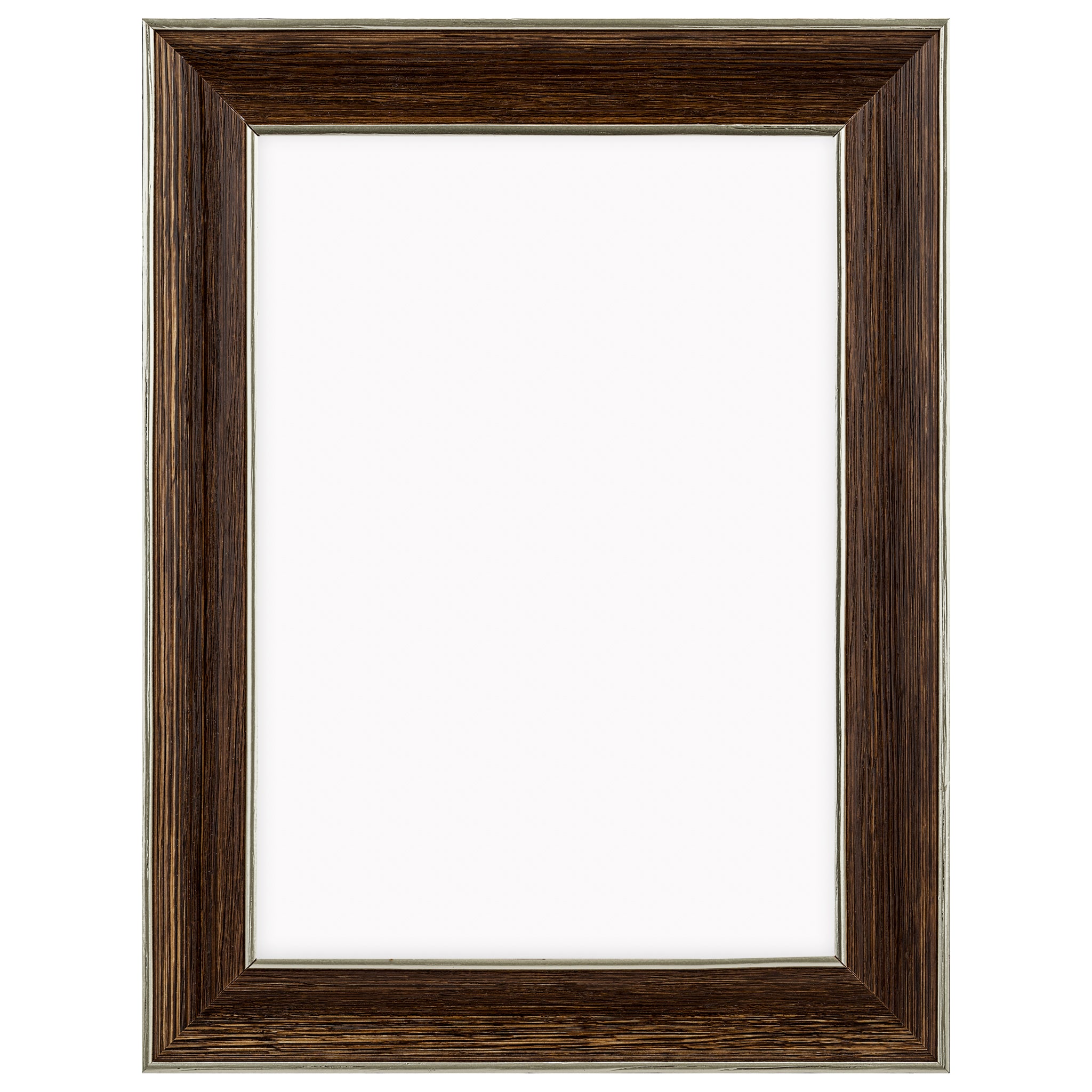 DÖRR Echtholz-Bilderrahmen Aristo in Dunkelbraun mit breiter Leiste, goldener Innen- und Außenkante und Acrylscheibe, frontal