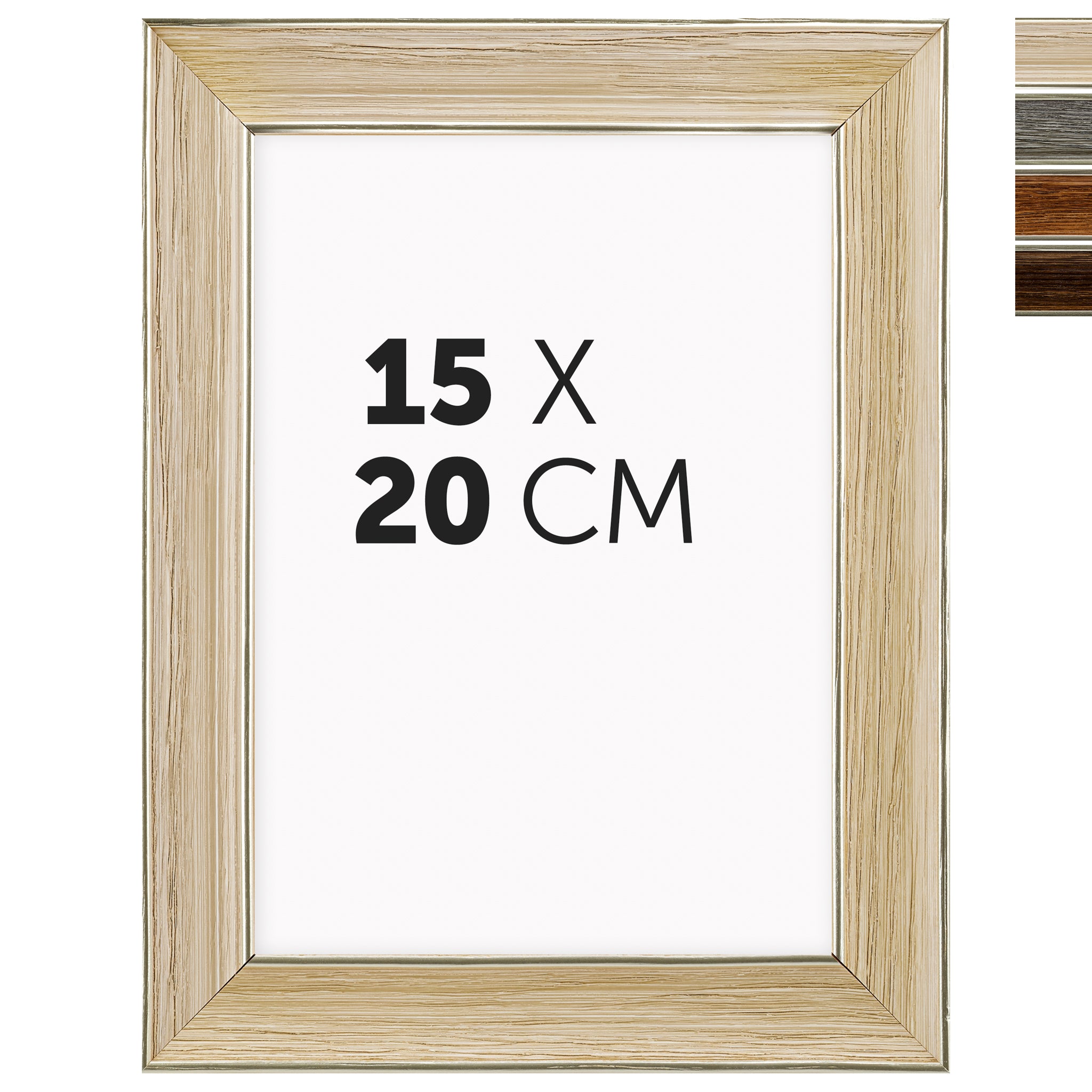 DÖRR Echtholz-Bilderrahmen Aristo créme 15x20 cm mit Goldkante und Übersicht der vier Farbvarianten