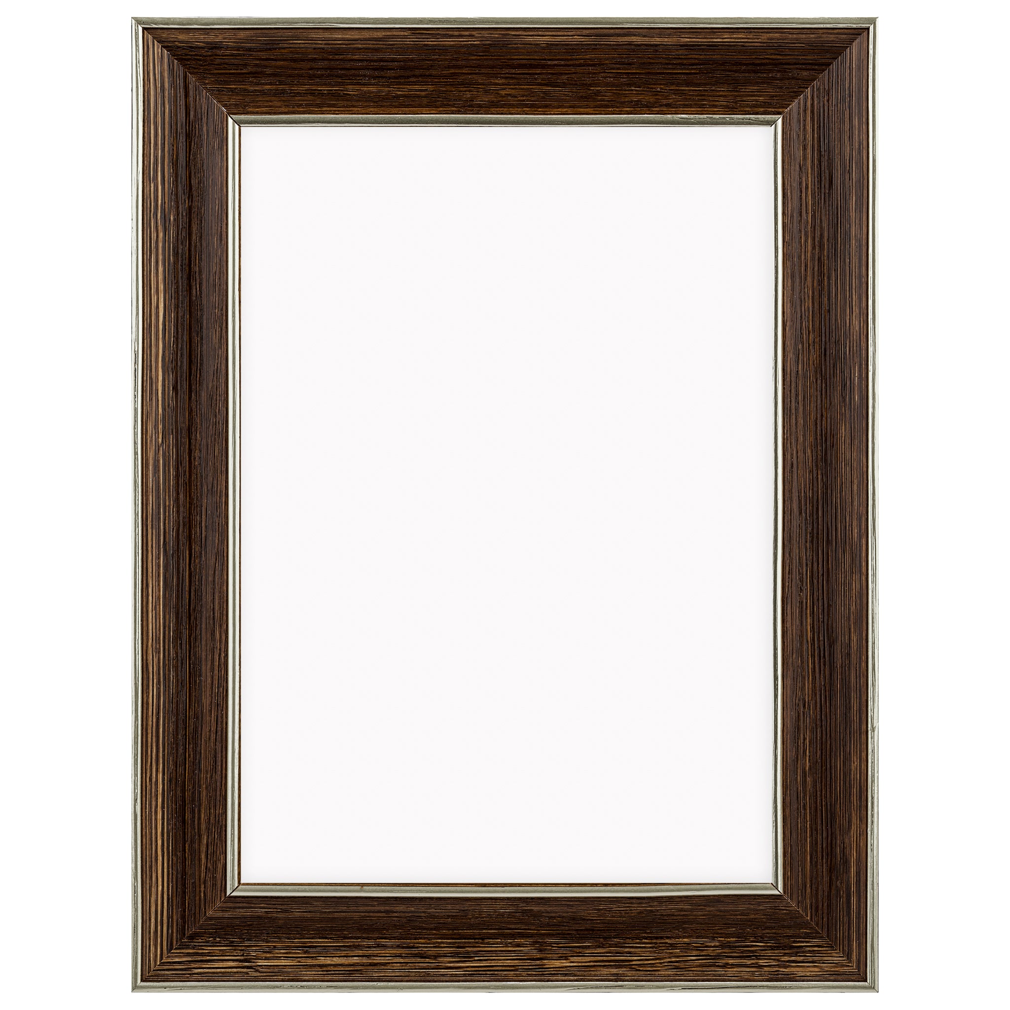 DÖRR Echtholz-Bilderrahmen Aristo in Dunkelbraun mit breiter Leiste, goldener Innen- und Außenkante und Acrylscheibe, frontal