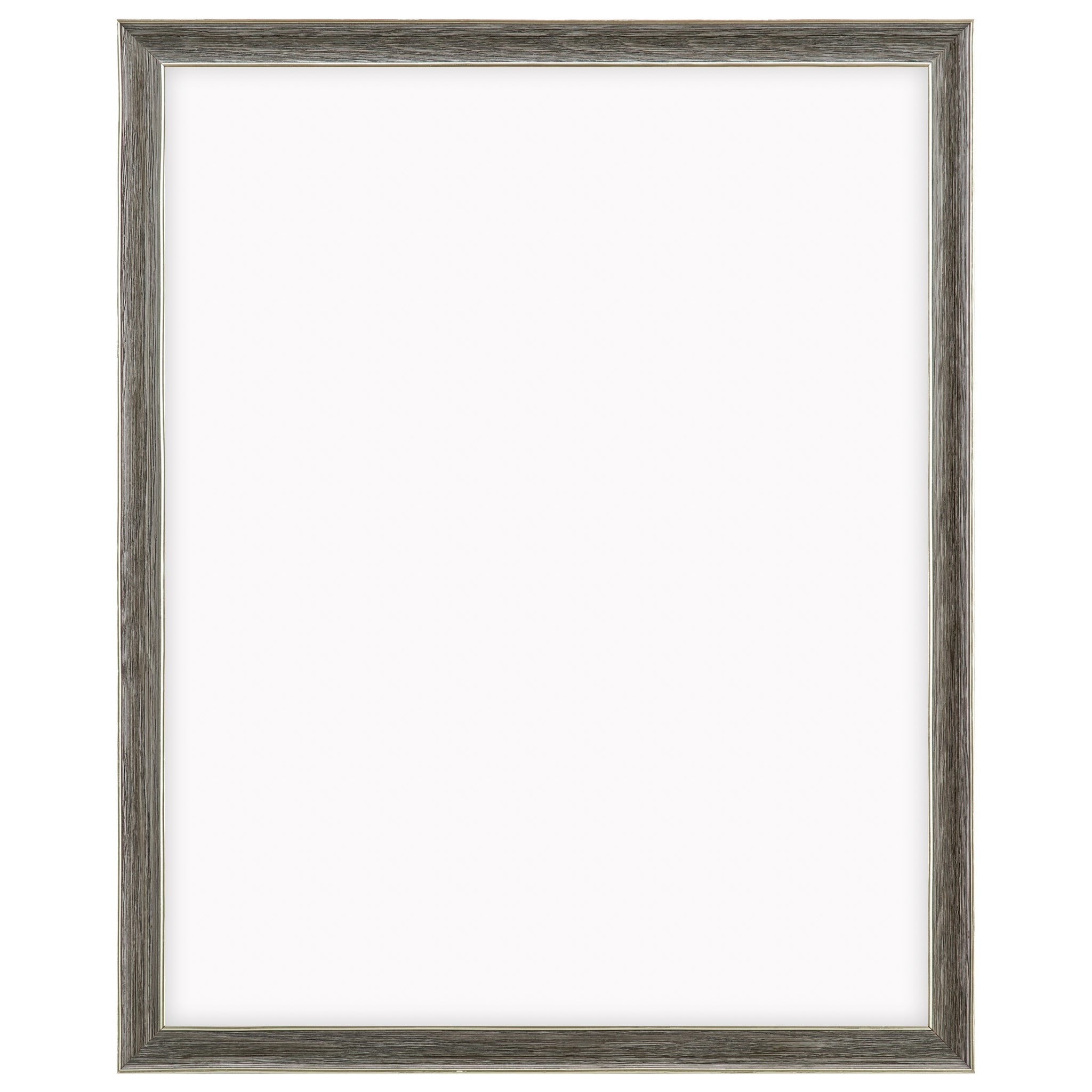 DÖRR Echtholz-Bilderrahmen Aristo in Grau mit breiter Leiste, goldener Innen- und Außenkante und Acrylscheibe, frontal