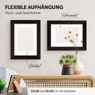 DÖRR Echtholz-Bilderrahmen Aurora schwarz, horizontal und vertikal als Wandrahmen im Wohnbereich dekoriert, mit Aufsteller bei kleineren Größen