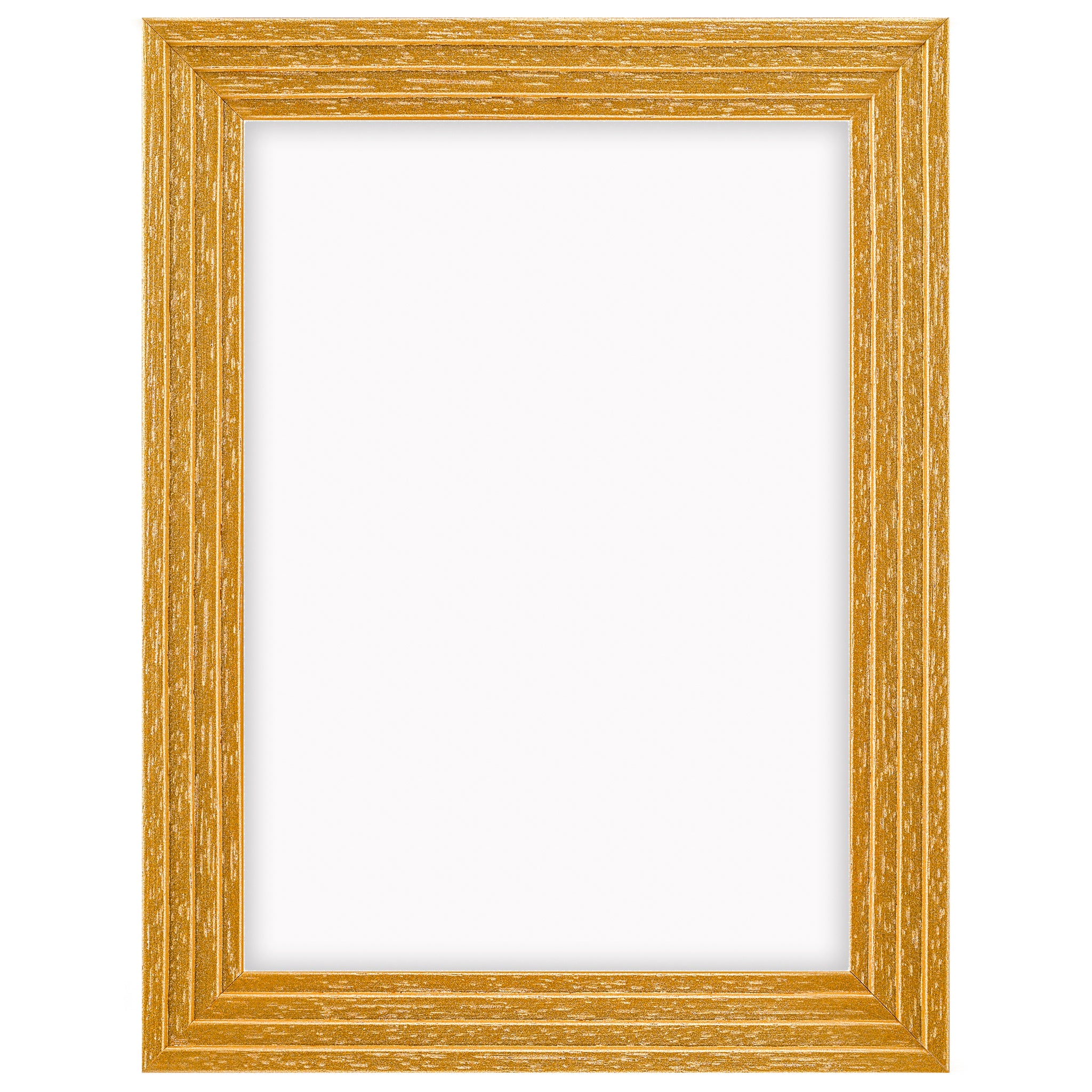 DÖRR Echtholz-Bilderrahmen Aurora in Gold mit breiter Rahmenleiste in Stufenoptik und Acrylscheibe