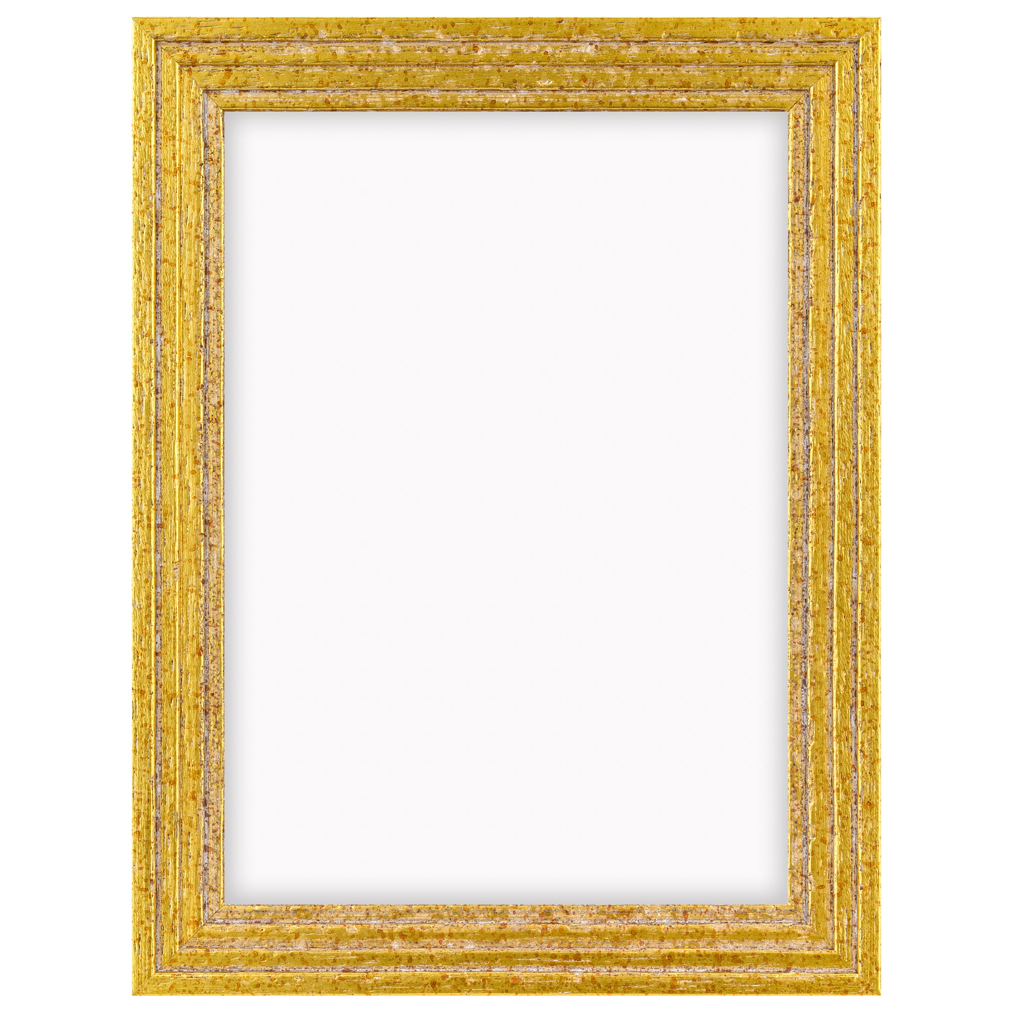 DÖRR Echtholz-Bilderrahmen Aurora in Antik-Gold mit breiter Rahmenleiste in Stufenoptik und Acrylscheibe