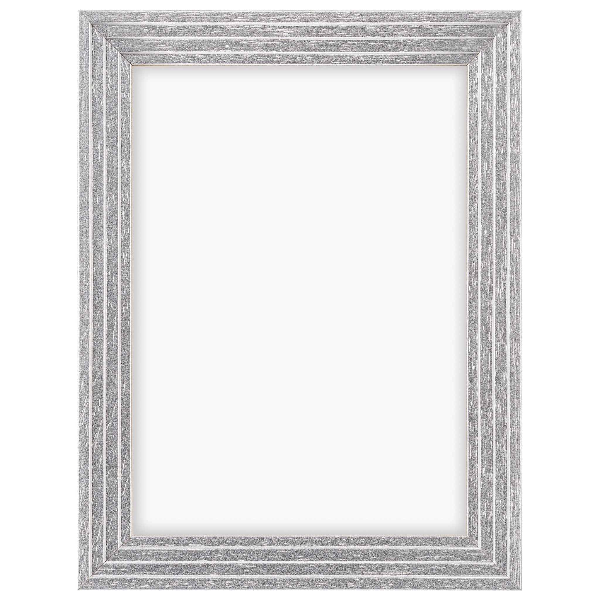 DÖRR Echtholz-Bilderrahmen Aurora in Silber mit breiter Rahmenleiste in Stufenoptik und Acrylscheibe