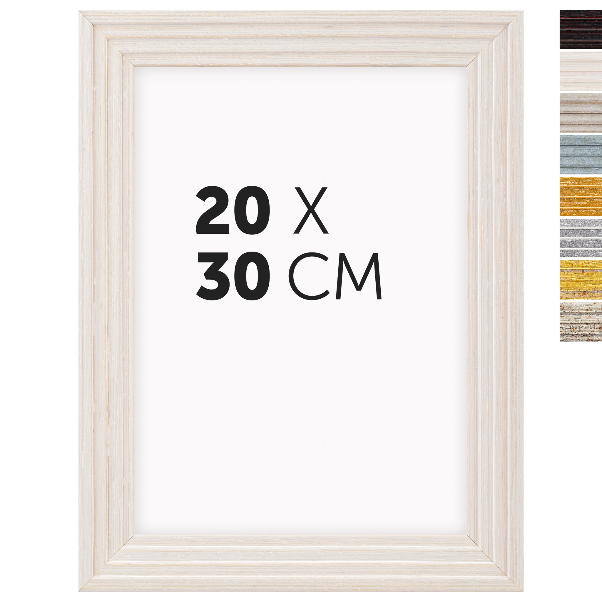 DÖRR Echtholz-Bilderrahmen Aurora in Weiß 20 x 30 cm mit Stufenprofil, mit Darstellung der 8 Farbvarianten