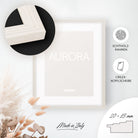 DÖRR Echtholz-Bilderrahmen Aurora weiß, dekorativ an der Wand aufgehängt, mit Detailansicht der 20 x 15 mm Leiste in Stufenoptik